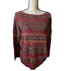 CHAPS Linen Sweater Sunset 3/4 Sleeve Y2K Simply Stunning Lightweight Size XL